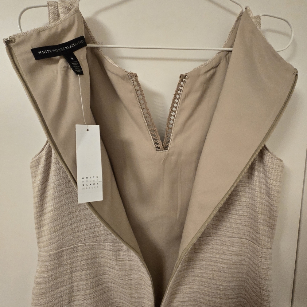 NWT White House Black Market Beige Sleeveless Suit Dress - Picture 7 of 11